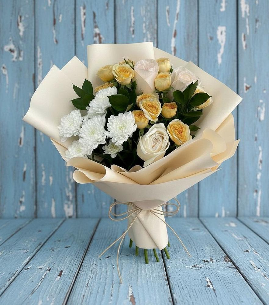 Букет цветов из: Розы и Хризантемы в Старой Вичуге