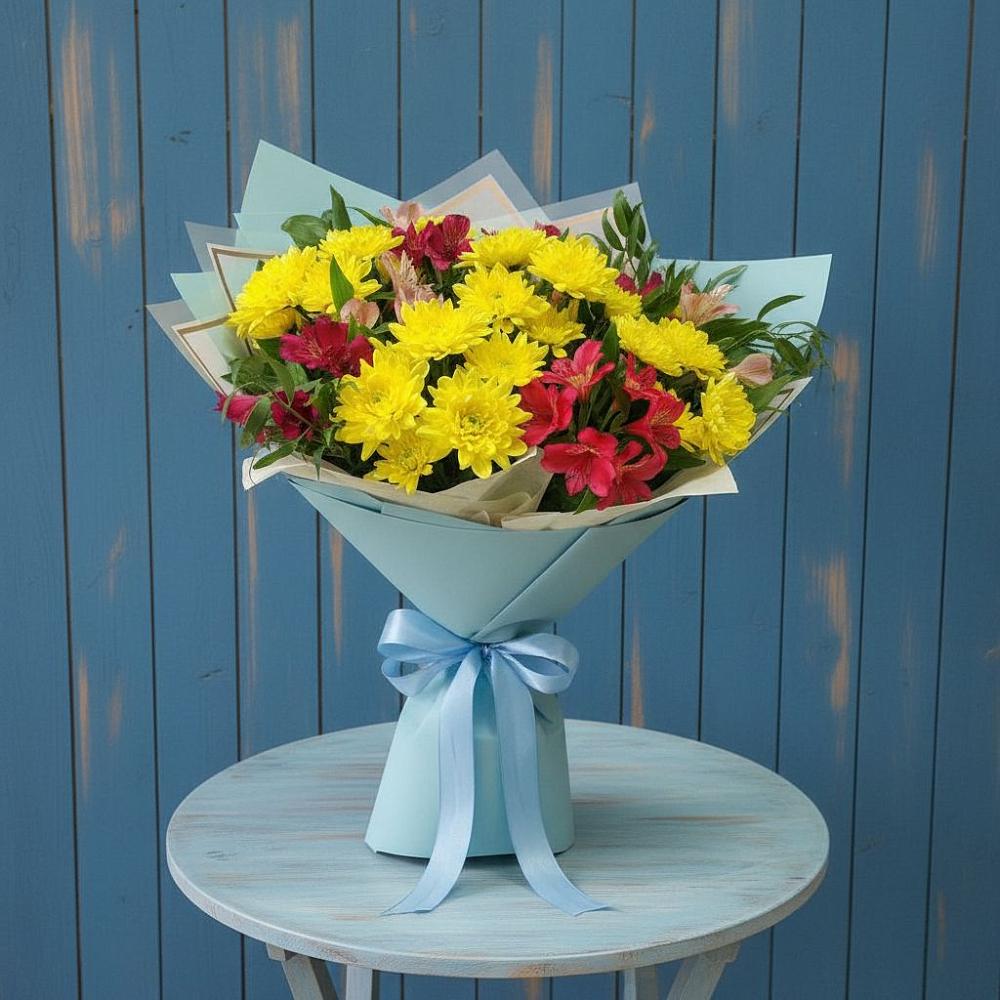 Букет цветов из: Альстромерии и Хризантемы в Старой Вичуге