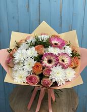 Букет цветов из:  Розы, Герберы и Хризантемы в Старой Вичуге
