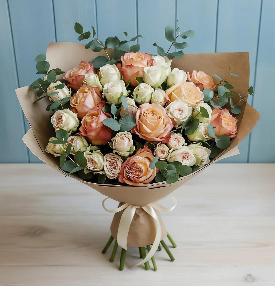 Букет цветов из: Альстромерии и Розы в Старой Вичуге