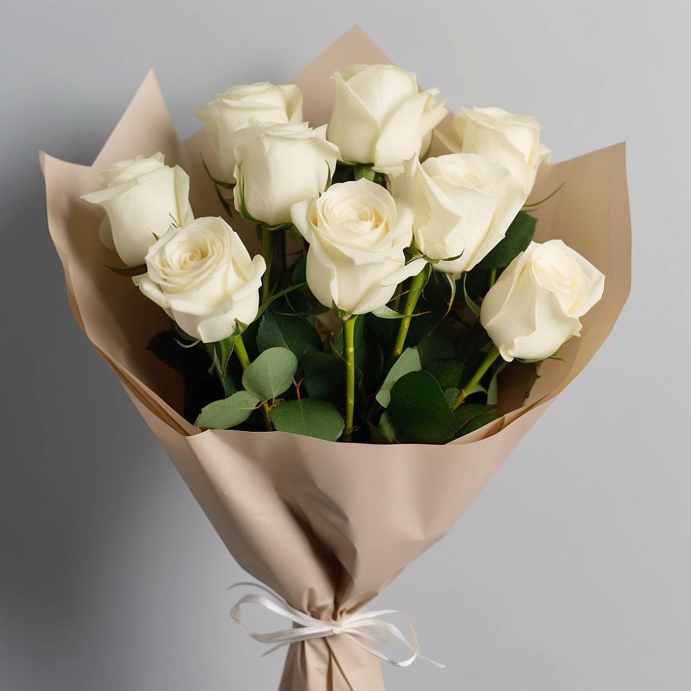 Букет 9 Белых роз Эдлесс Лав в Старой Вичуге