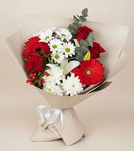 Букет цветов из:  Розы, Хризантемы, Герберы и Лилии в Старой Вичуге