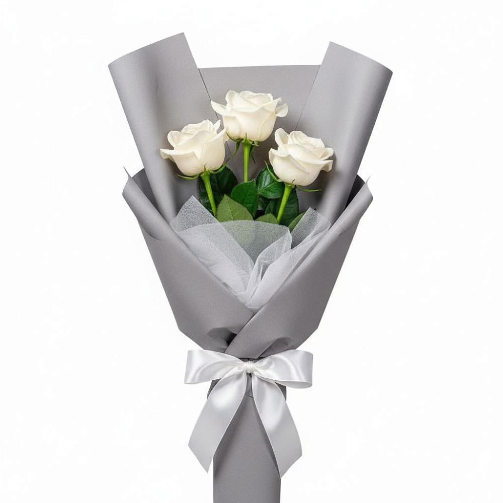 Букет 3 белые розы в Старой Вичуге