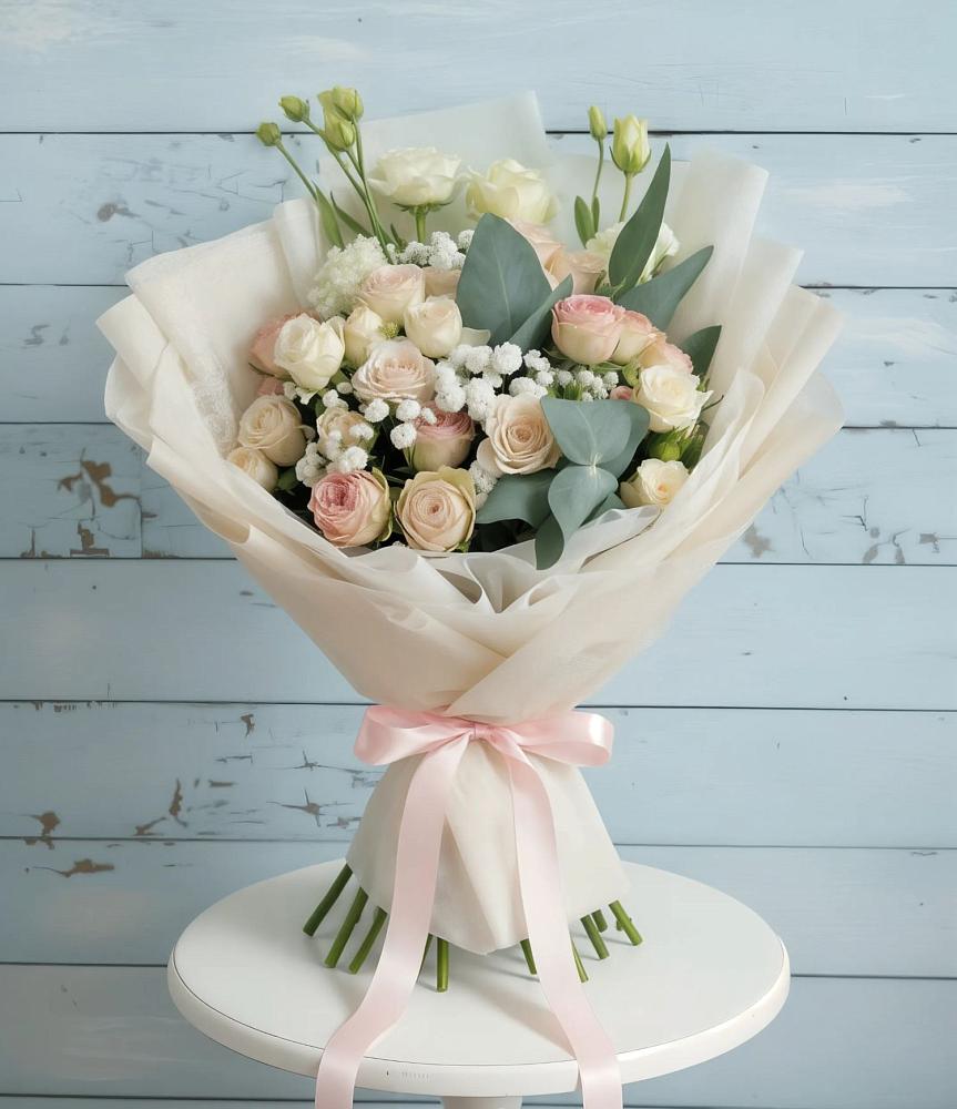 Букет цветов из: Розы и Лизиантусы в Старой Вичуге