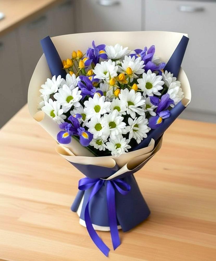 Букет цветов из: Розы, Ирисы и Хризантемы в Старой Вичуге