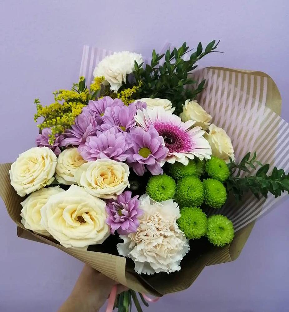 Букет цветов из: Хризантемы, Розы, Гвоздики и Герберы в Старой Вичуге