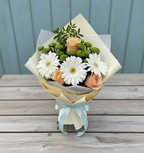 Букет цветов из:  Герберы, Розы и Хризантемы в Старой Вичуге